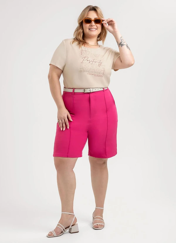 Habana - Blusa Plus Size em Misturinha  Bege 4