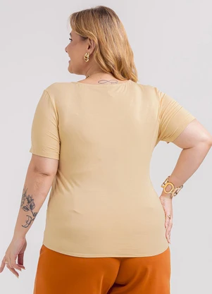 Habana - Blusa Plus Size em Misturinha  Bege - HABANA