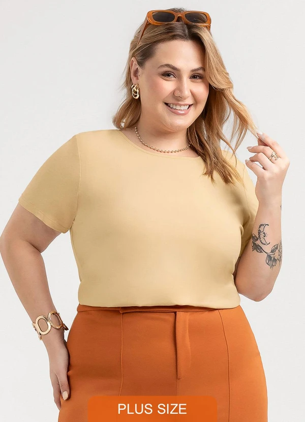 Habana - Blusa Plus Size em Misturinha Bege 2