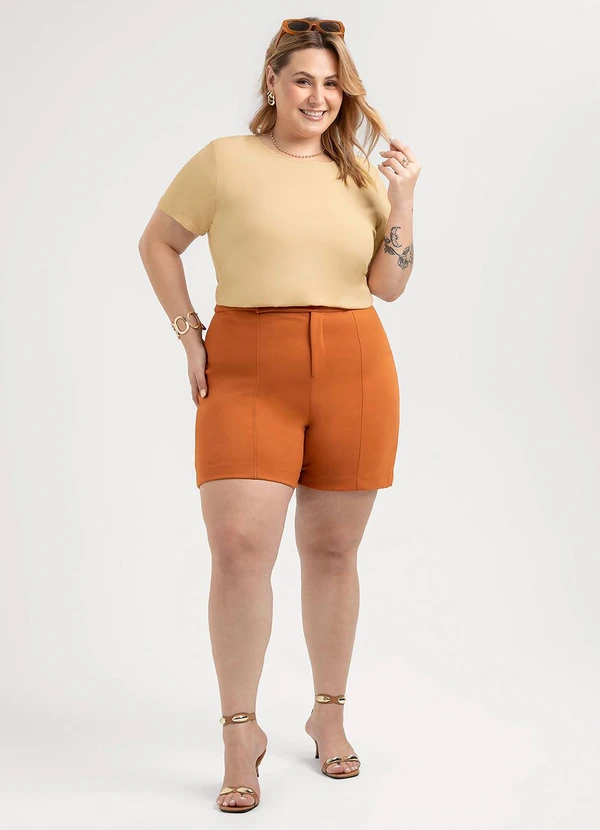 Habana - Blusa Plus Size em Misturinha Bege 3