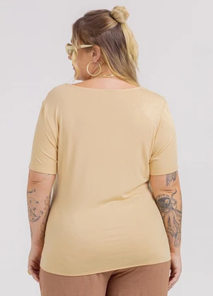 Habana - Blusa Plus Size em Misturinha  Bege - HABANA