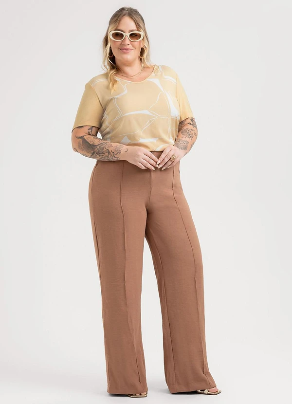 Habana - Blusa Plus Size em Misturinha  Bege 3