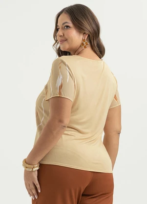 Cativa - Blusa Plus Size em Misturinha Bege - CATIVA