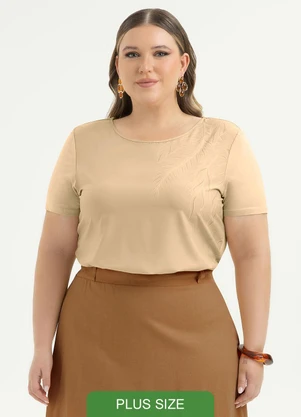Cativa - Blusa Plus Size em Misturinha Bege - CATIVA