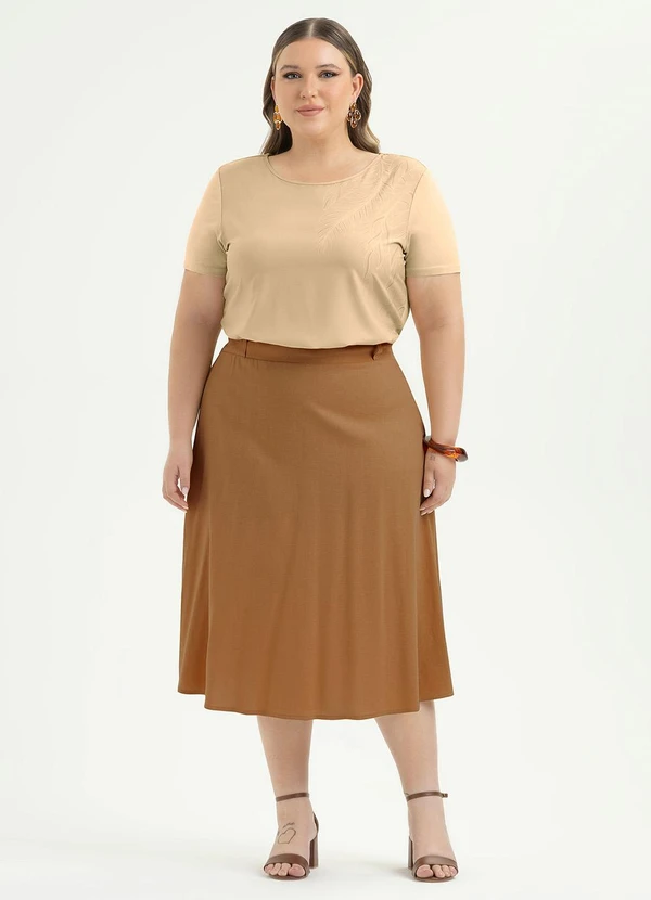 Cativa - Blusa Plus Size em Misturinha Bege 4