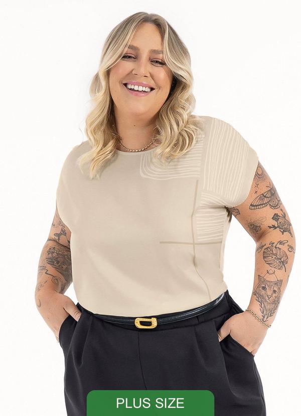Habana - Blusa Plus Size em Misturinha Bege 2