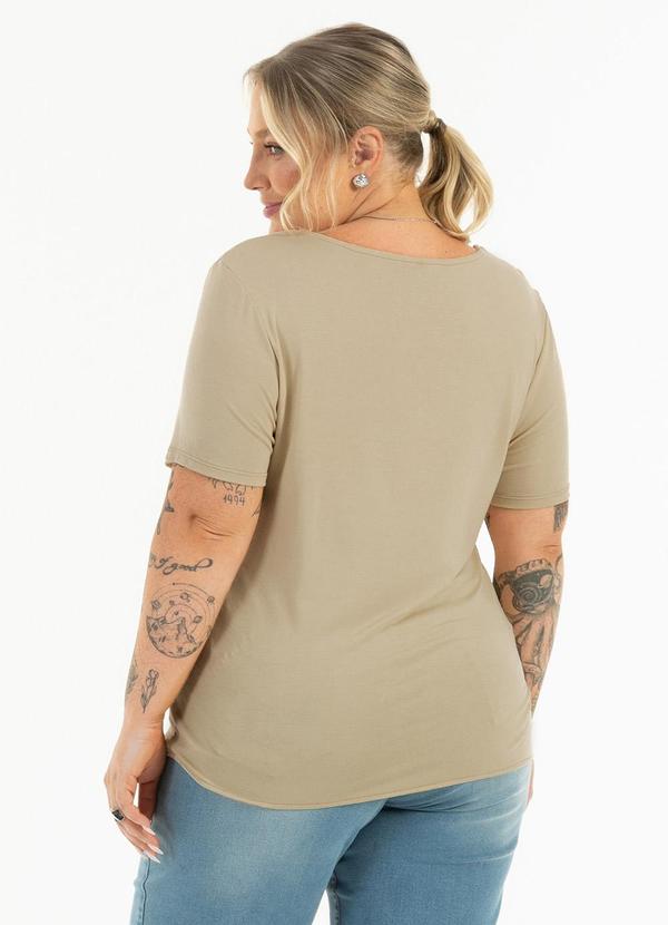 Habana - Blusa Plus Size em Misturinha Bege 2