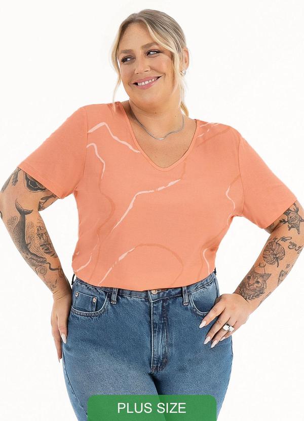 Habana - Blusa Plus Size em Misturinha Laranja Claro 2