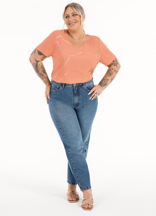 Habana - Blusa Plus Size em Misturinha Laranja Claro 3