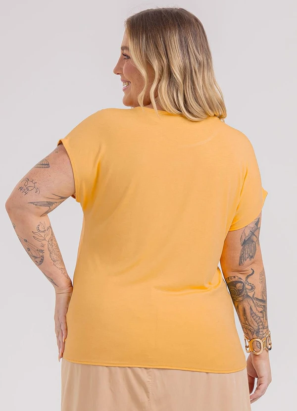 Habana - Blusa Plus Size em Misturinha  Laranja