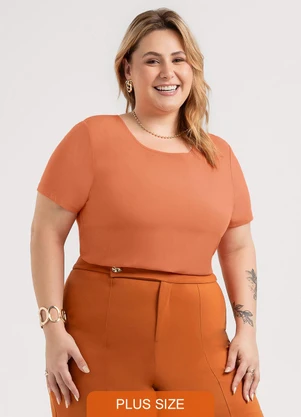 Habana - Blusa Plus Size em Misturinha  Laranja - HABANA