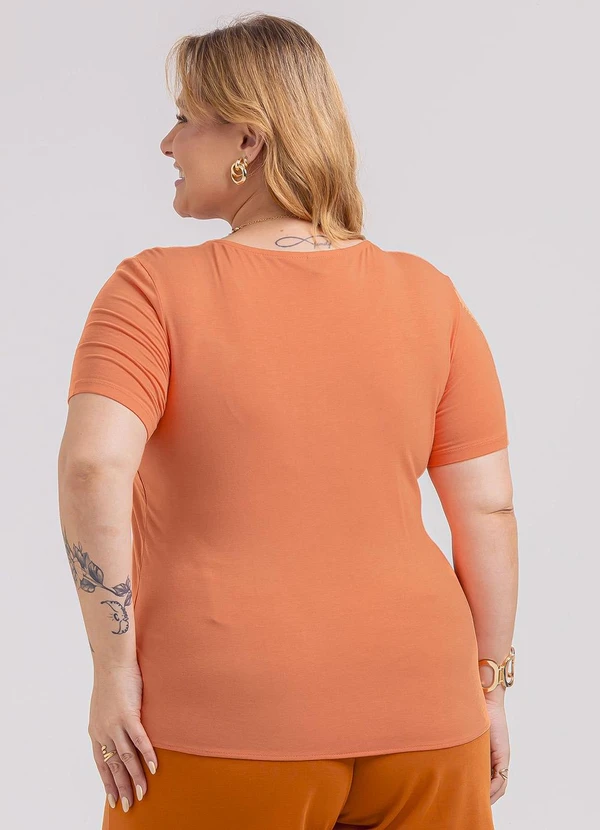 Habana - Blusa Plus Size em Misturinha Laranja 2