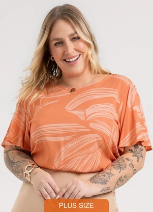 Habana - Blusa Plus Size em Misturinha Laranja - HABANA