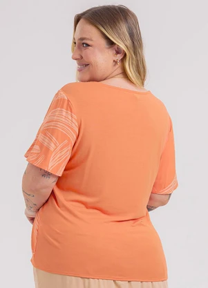 Habana - Blusa Plus Size em Misturinha Laranja - HABANA