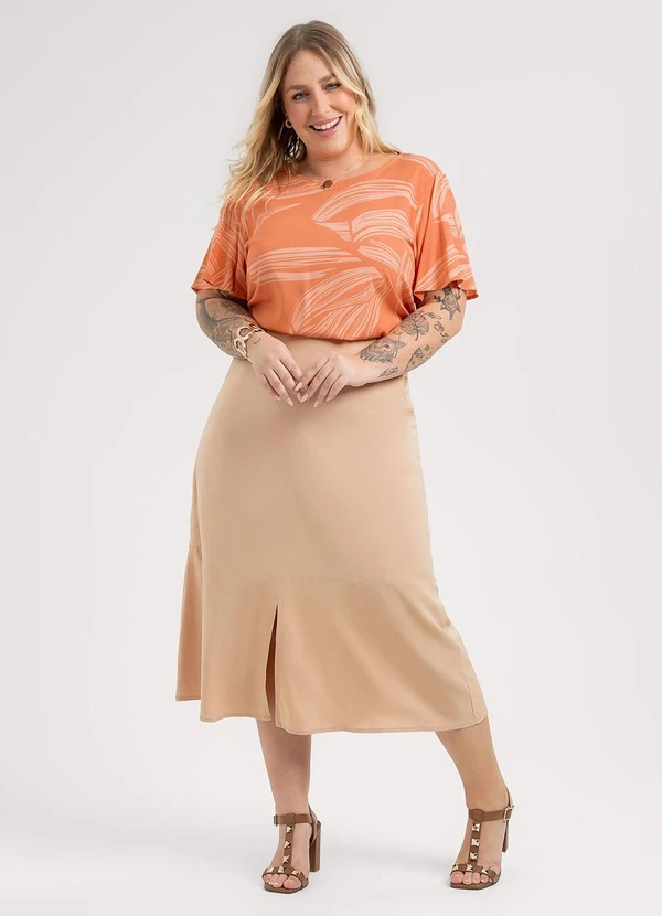 Habana - Blusa Plus Size em Misturinha Laranja 3