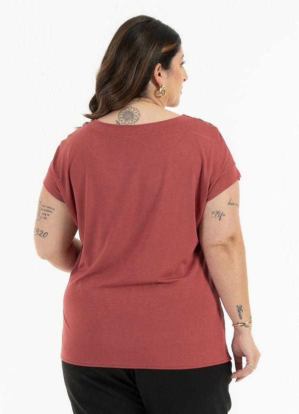 Habana - Blusa Plus Size em Misturinha Marrom Escuro 2