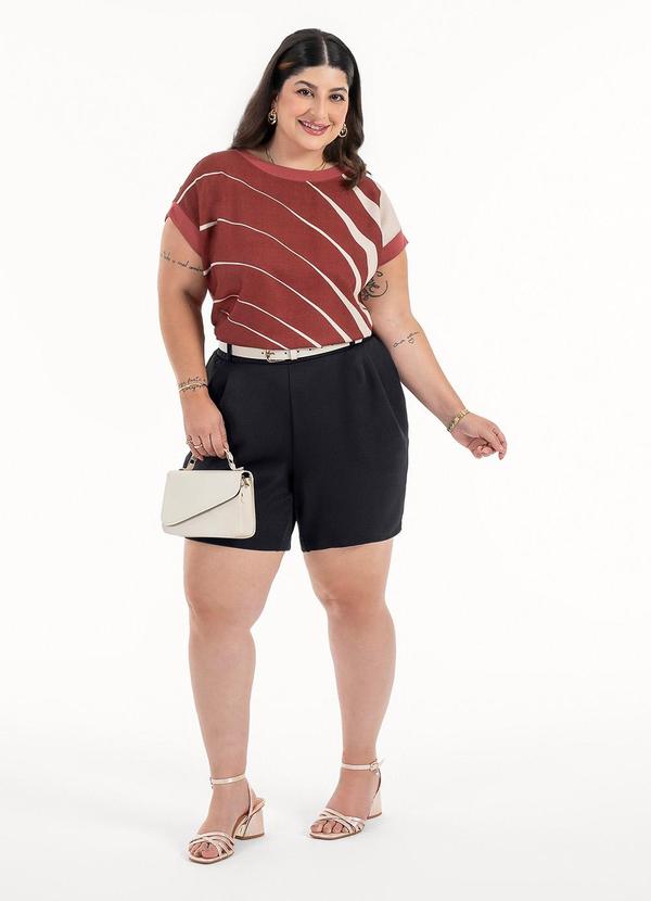 Habana - Blusa Plus Size em Misturinha Marrom Escuro 3
