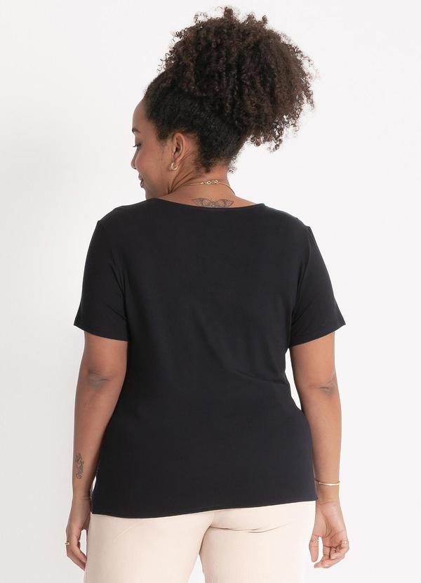 Habana - Blusa Plus Size em Misturinha Preto 2