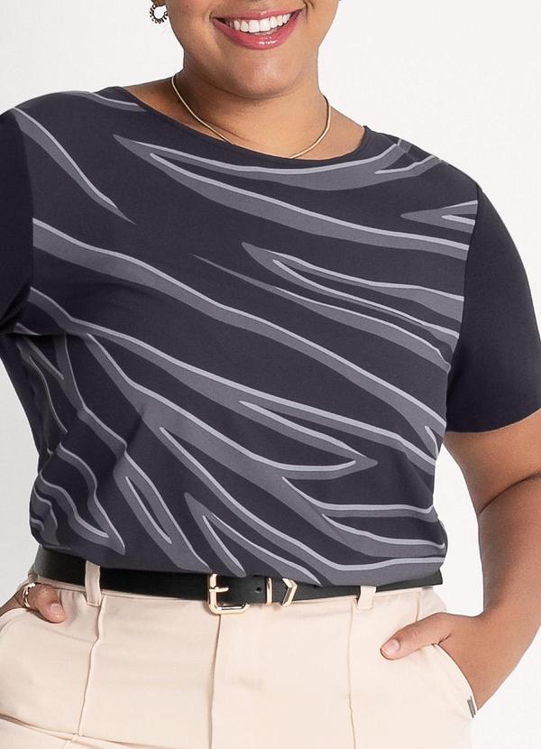 Habana - Blusa Plus Size em Misturinha Preto 3