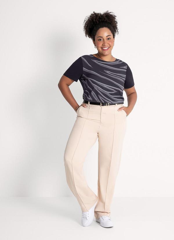 Habana - Blusa Plus Size em Misturinha Preto 4