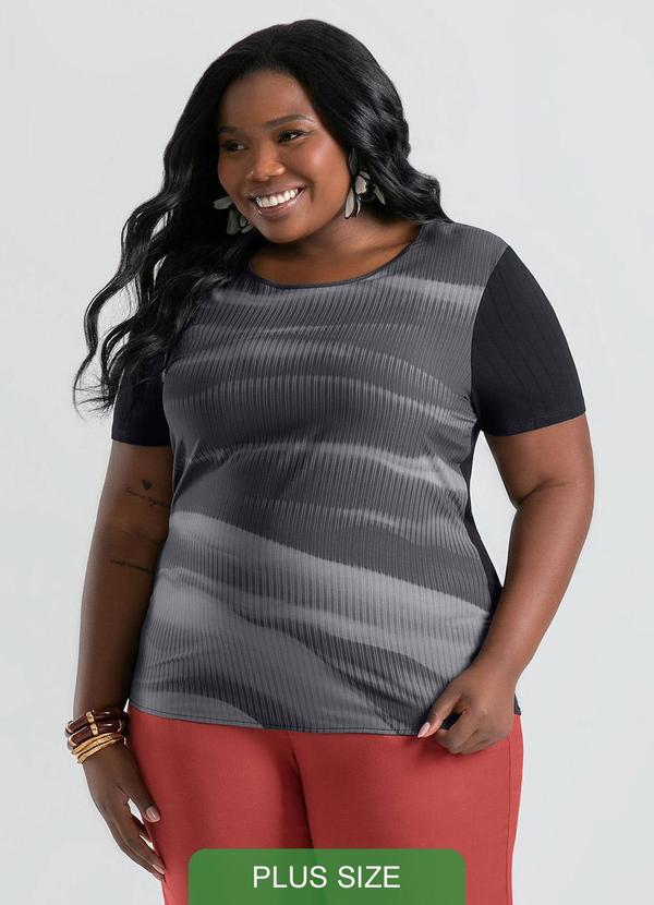 Cativa - Blusa Plus Size em Misturinha Preto