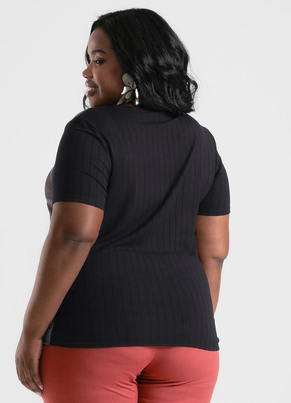 Cativa - Blusa Plus Size em Misturinha Preto 2