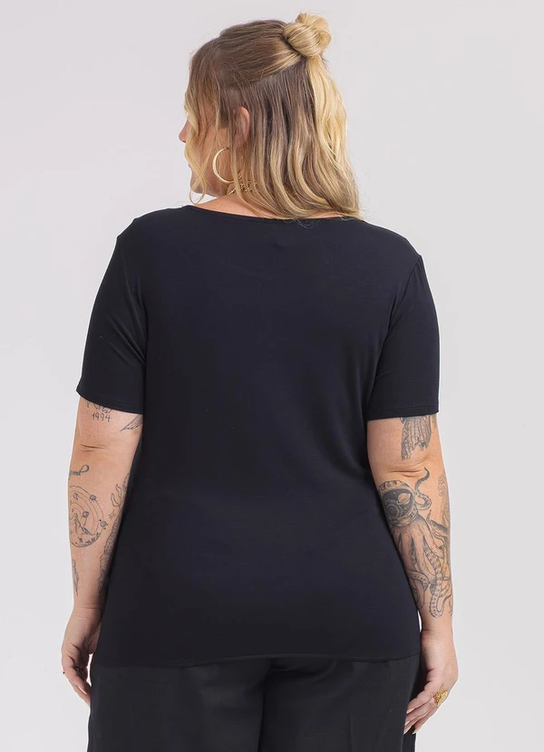 Habana - Blusa Plus Size em Misturinha  Preto 2