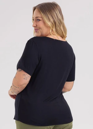 Habana - Blusa Plus Size em Misturinha  Preto - HABANA