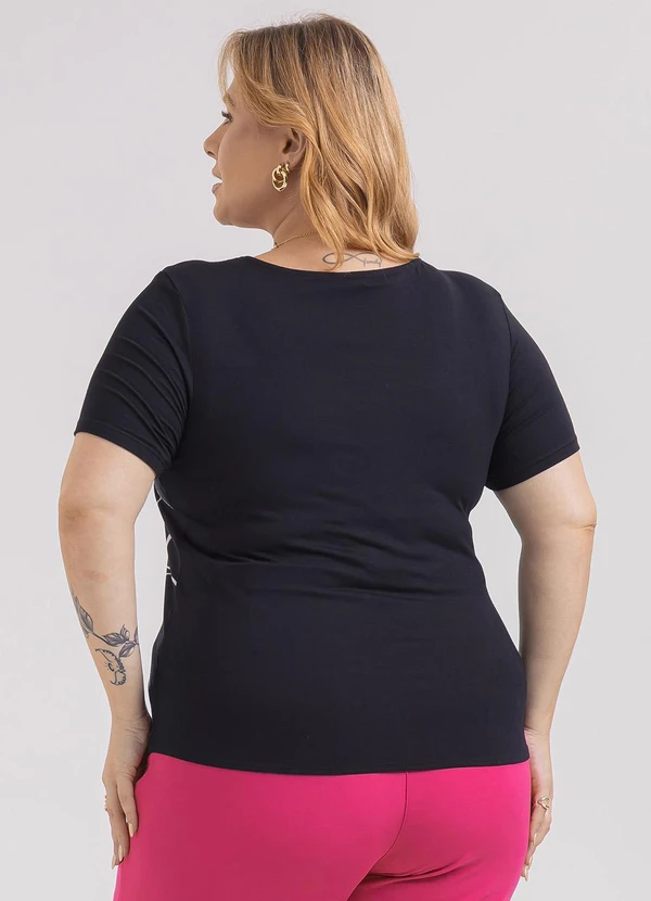 Habana - Blusa Plus Size em Misturinha  Preto 2