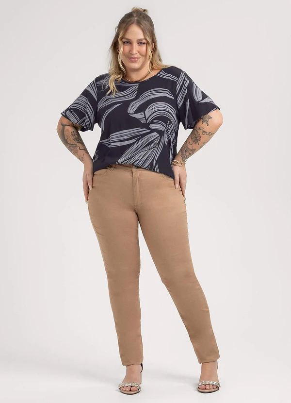 Habana - Blusa Plus Size em Misturinha Preto 3