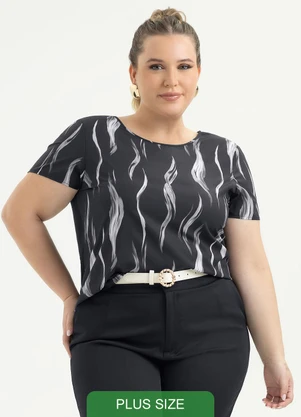 Cativa - Blusa Plus Size em Misturinha Preto - CATIVA