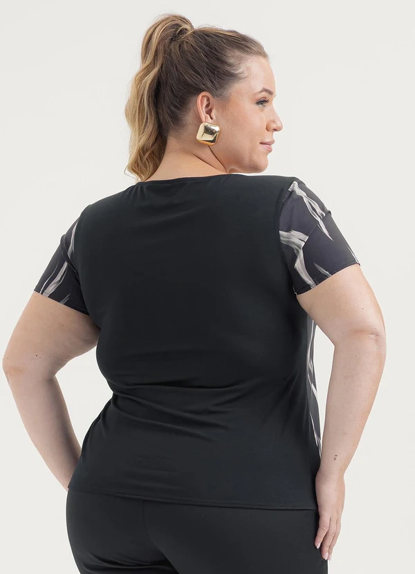 Cativa - Blusa Plus Size em Misturinha Preto 2