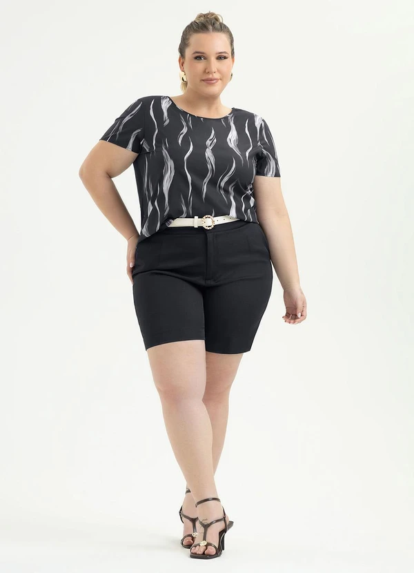 Cativa - Blusa Plus Size em Misturinha Preto 3