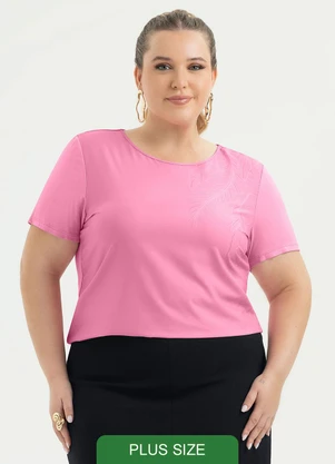 Cativa - Blusa Plus Size em Misturinha Rosa - CATIVA