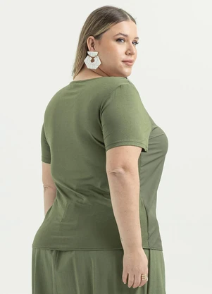 Cativa - Blusa Plus Size em Misturinha Verde Escuro - CATIVA