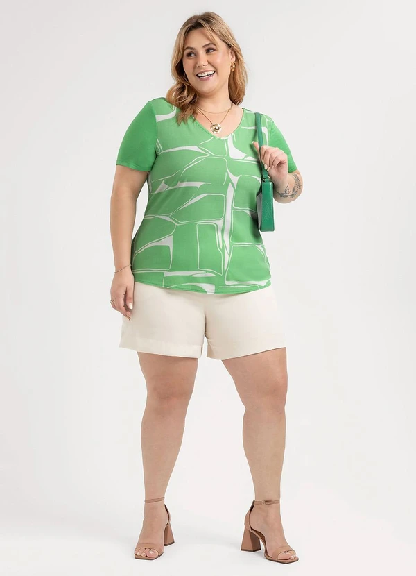 Habana - Blusa Plus Size em Misturinha Verde 3