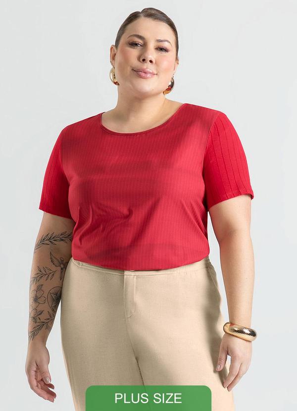 Cativa - Blusa Plus Size em Misturinha Vermelho Escuro