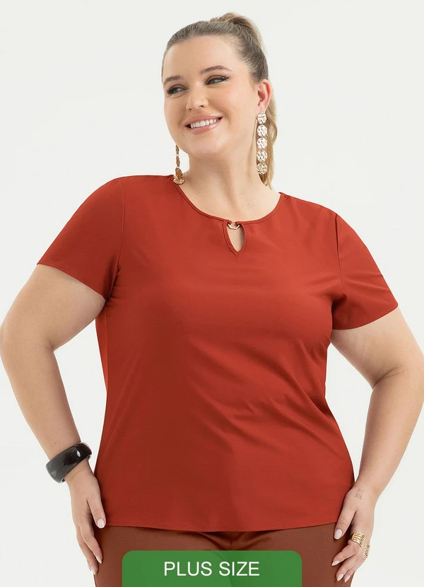 Cativa - Blusa Plus Size em Misturinha Vermelho Escuro