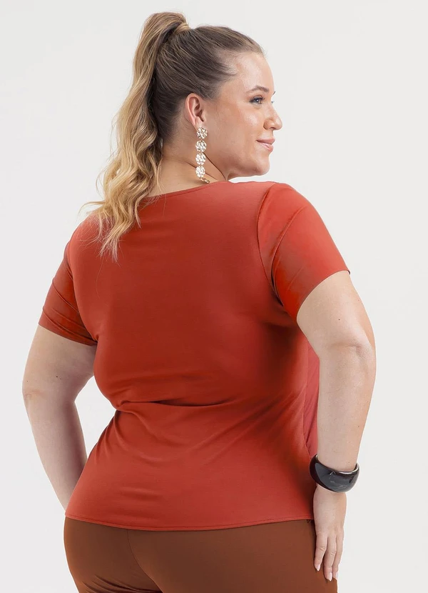 Cativa - Blusa Plus Size em Misturinha Vermelho Escuro 2