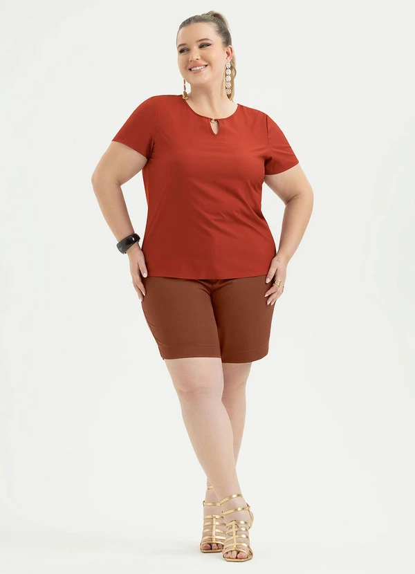 Cativa - Blusa Plus Size em Misturinha Vermelho Escuro 4