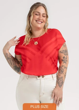 Habana - Blusa Plus Size em Misturinha  Vermelho - HABANA