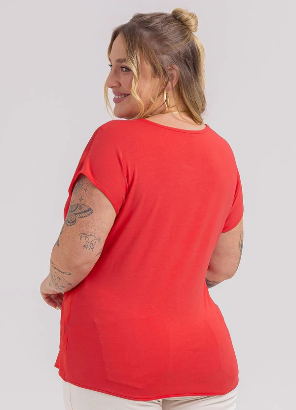 Habana - Blusa Plus Size em Misturinha  Vermelho 2