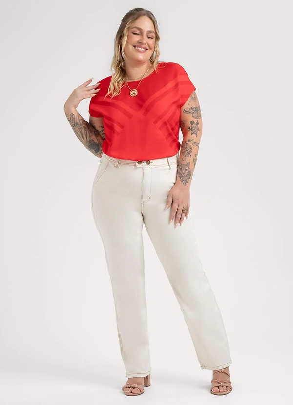 Habana - Blusa Plus Size em Misturinha  Vermelho 3