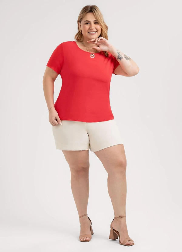 Habana - Blusa Plus Size em Misturinha  Vermelho 3