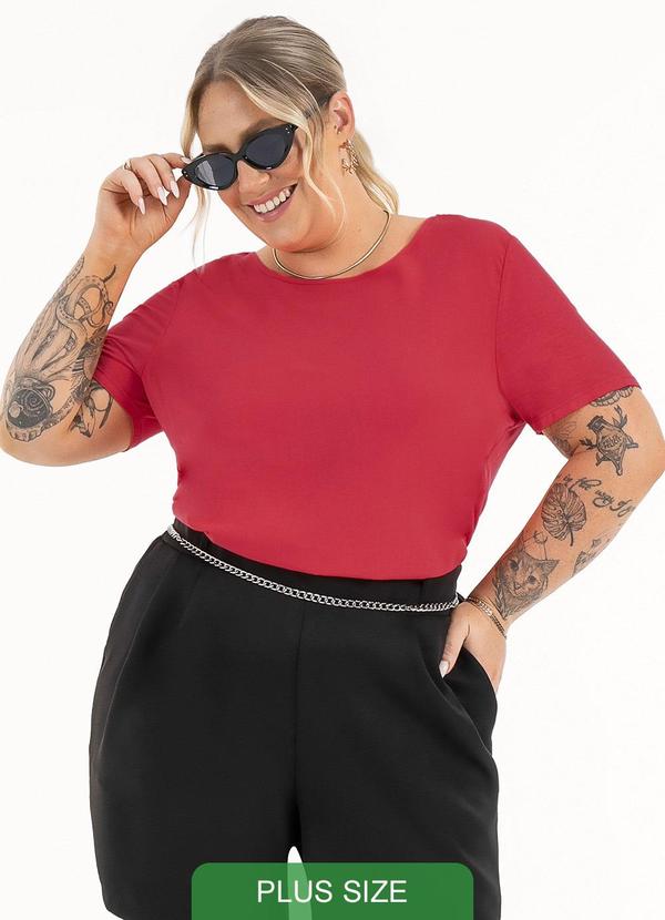 Habana - Blusa Plus Size em Misturinha Vermelho