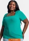 Secret Glam - Blusa Plus Size em Ribana Canelada Preto - variação: Verde