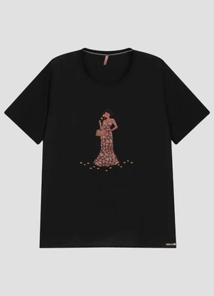 Cereja Rosa - Blusa Plus Size em Tecido Plano Crepe Preto - CEREJA ROSA