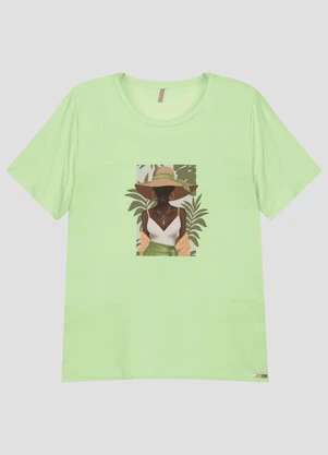 Cereja Rosa - Blusa Plus Size em Tecido Plano Crepe Verde - CEREJA ROSA