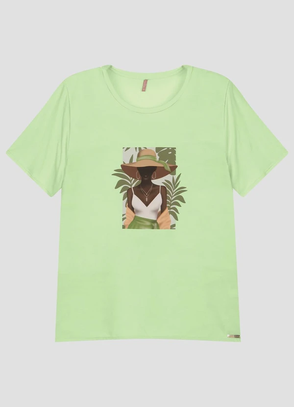 Cereja Rosa - Blusa Plus Size em Tecido Plano Crepe Verde