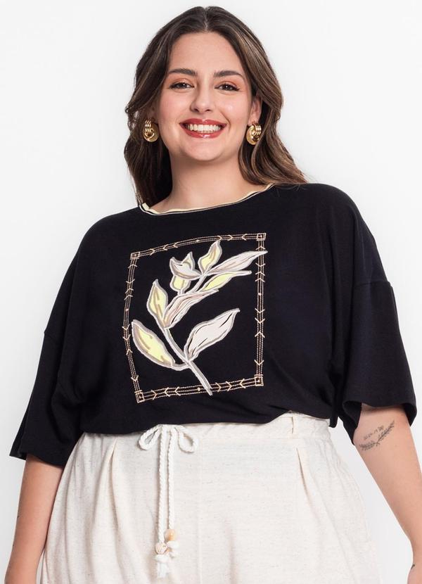 Secret Glam - Blusa Plus Size em Visco Bali Preto